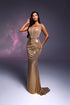Renelle - straight neckline dress with metallic buckles